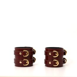 Adult Male And Female Leather Double Buckle Handcuffs For Couples