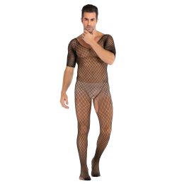 Men's Half Sleeve One-piece Silk Stockings