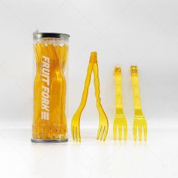 Fruit Fork Set Detachable Two-in-one (Option: Transparent Yellow)