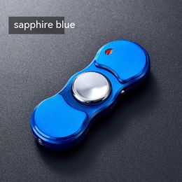 Windproof Creative Personality Fingertip Gyro Lighter With Light (Option: Blue Brushed)