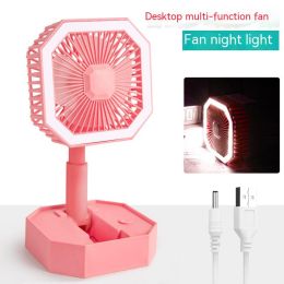 Creative Desktop Office Charging Mini Night Light Fan (Option: Pink-USB)