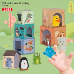 Children's Soft Rubber Animal Matching House Nesting House Fun Assembling Toys (Option: 1195 Nesting House)