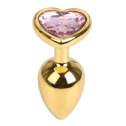 Men's And Women's Fashion Love Gold Butt Plug (Option: Gold Pink-S)