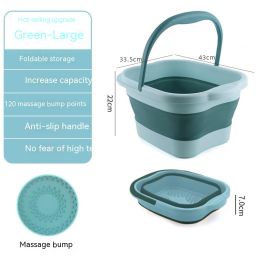 Household Folding Massage Portable Plastic Foot Barrel (Option: Light Green 13L)