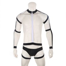 Tight White Lie Bondage Bodysuit Set (Option: Black-XL)