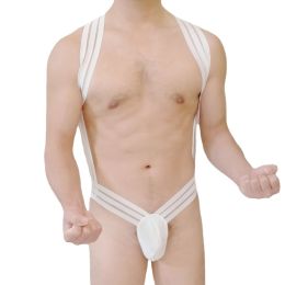 Nightclub Dance Performance Costume Chest Strap Men (Option: White-One size)