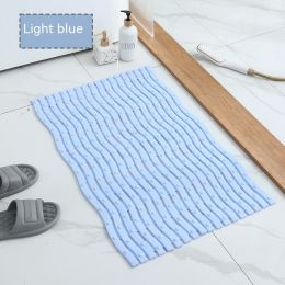 Bathroom Non-slip Simple Shaped Plastic Foot Pad (Option: Light Blue-50x80cm)