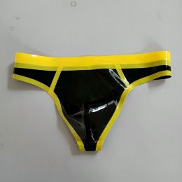 Natural Latex Men's Low Waist Underwear (Option: Black-L)