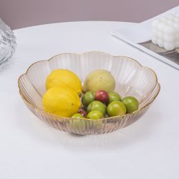 Simple And Dripable Snack Fruit Pot (Option: Champagne gold-Patterned gilt edge)