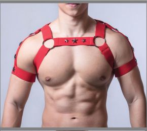 Large Chest Band, Muscular Men's Fitness Sling, Vest, Shoulder Strap (Option: Red-One Size)