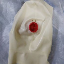 Male And Female Latex Headgear Mask With Zipper (Option: White-XL)