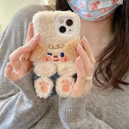 Plush Embroidery Repair Hook Cute Expression Phone Case (Option: Embroidered Blue Puppy-IPhone14)