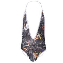 Printed Buttock Revealing Deep V  Jumpsuit European And American Men (Option: Butterfly-XL)