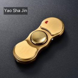 Windproof Creative Personality Fingertip Gyro Lighter With Light (Option: Gold Drawing)