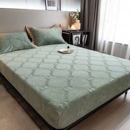 High Weight Milk Velvet Jacquard Bed Sheet (Option: Windsor Light Green-Pillow case pair)