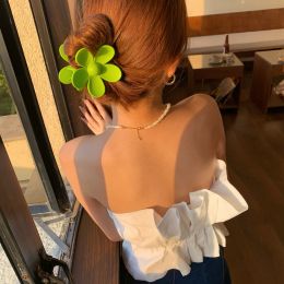 Summer Back Head Flower Hair Clip Girl's Hair Hoop (Option: 5 Green)