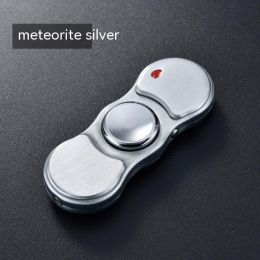 Windproof Creative Personality Fingertip Gyro Lighter With Light (Option: Silver Brushed)