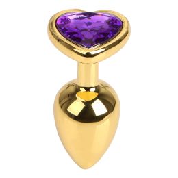 Men's And Women's Fashion Love Gold Butt Plug (Option: Gold Purple-S)