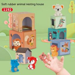 Children's Soft Rubber Animal Matching House Nesting House Fun Assembling Toys (Option: 1192 Nesting House)