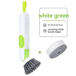 Household Pressing Liquid Storage Multifunction Cleaning Brush Strong (Option: White And Green)