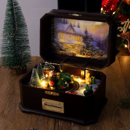 European-style Luminous Christmas Rotation Music Box (Option: Train Model)