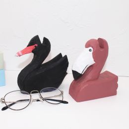 Solid Wood Creative Fashion Glasses Frame Animal Retro (Option: Black Swan)