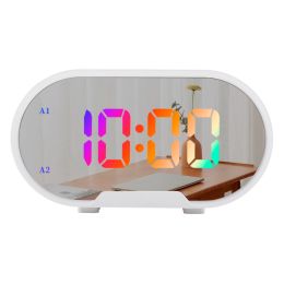 Cross-border New Arrival Large Screen Colorful Digital Display Clock Multi-functional Desktop Smart Alarm Clock (Option: White Shell Color Display-USB)