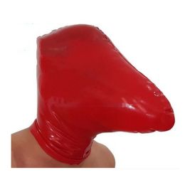 Male And Female Latex Headgear Mask With Zipper (Option: Red Without Hole-XL)