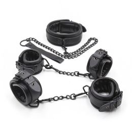 Couple Torture Tools Toy Supplies Bondage Set Genuine Leather (Option: Genuine leather three piece se)