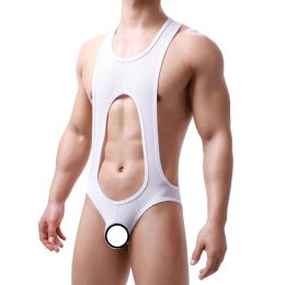 Men's Sculpting Fine Mesh Breathable One Piece Underwear For Men (Option: White-2XL)