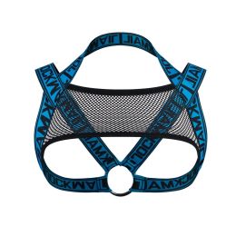 Men's Fashion Letter Fashion Shoulder Strap Mesh Iron Ring (Option: Blue-LXL)