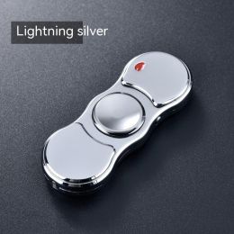 Windproof Creative Personality Fingertip Gyro Lighter With Light (Option: Silver Ice)