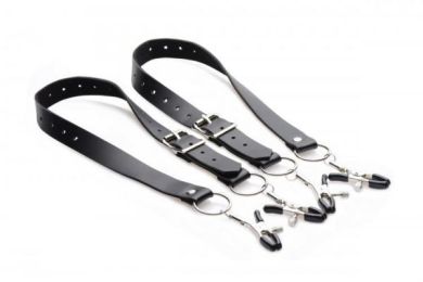 Spread Labia Spreader Straps with Clamps Black (SKU: XRAF500)