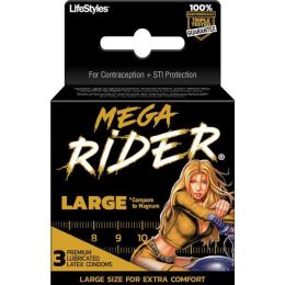 Lifestyles Mega Rider Large Latex Condoms 3 Pack (SKU: R9858)