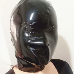 Men's And Women's Fashion Pure Natural Latex Full Package Open Hole Zipper Head Cover (Option: Black-M)