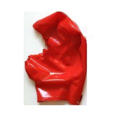 Men's And Women's Fashionable And Versatile Latex Mask Headgear (Option: Red With Zipper-Thickening)