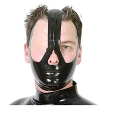 Men's And Women's Fashionable And Versatile Latex Mask Headgear (Option: Black WithOut Buckle-Thickening)