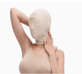 Fully Closed  Mouth Head Cover Eyes Male And Female Slave Suffocation Mask (Option: Apricot-Allinclusive)