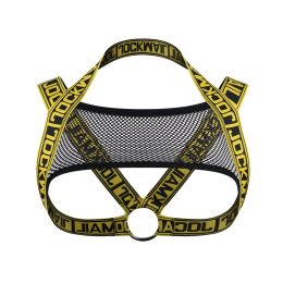 Men's Fashion Letter Fashion Shoulder Strap Mesh Iron Ring (Option: Yellow-LXL)