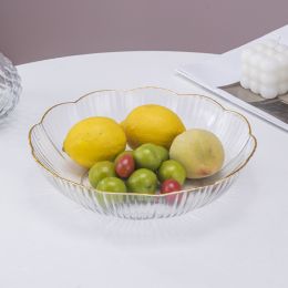 Simple And Dripable Snack Fruit Pot (Option: Transparent white-Patterned gilt edge)