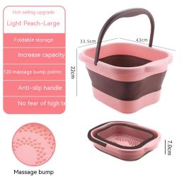 Household Folding Massage Portable Plastic Foot Barrel (Option: Light Pink 13L)