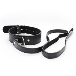 Neck Drag Chain Leather Toys Bandana (Color: Black)