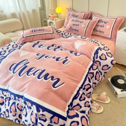 Thickened Cartoon Coral Velvet Bed With Four-piece Winter Milk Flannel Sheets (Option: 13 Style-1.8m)