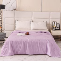 Cool Silk Ice Cream Summer Quilt Pure Color Ice Silk Airable Cover (Option: Hibiscus Purple-180 Ã— 220cm)