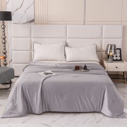 Cool Silk Ice Cream Summer Quilt Pure Color Ice Silk Airable Cover (Option: Twilight Gray-180 Ã— 220cm)