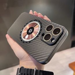 Laser Magnetic Ring Carbon Fiber Pattern Frosted Goggles Phone Case (Option: Classic Black-Iphone11promax)