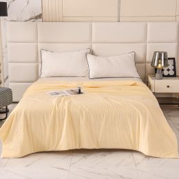 Cool Silk Ice Cream Summer Quilt Pure Color Ice Silk Airable Cover (Option: Privet Yellow-200 Ã— 230cm)