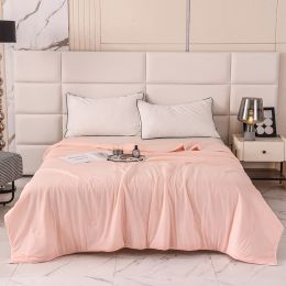 Cool Silk Ice Cream Summer Quilt Pure Color Ice Silk Airable Cover (Option: Peach Pink-200 Ã— 230cm)